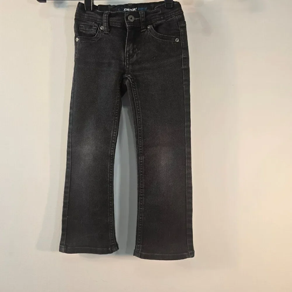 Jordache Girls Black Denim Jeans Size 5 Bootcut Adjustable Waist